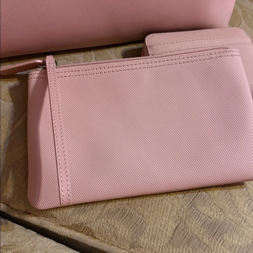 LACOSTE Large L.12.12 Concept Tote Bag, small wallet and wristlet bundle Pink - Picture 7 of 16